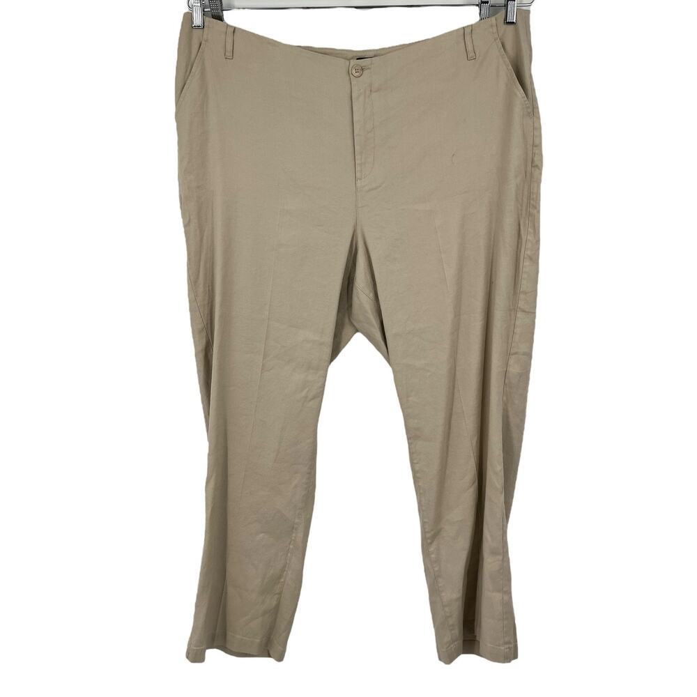 NYDJ pants beige linen Marilyn stretch linen trousers size 20W NEW